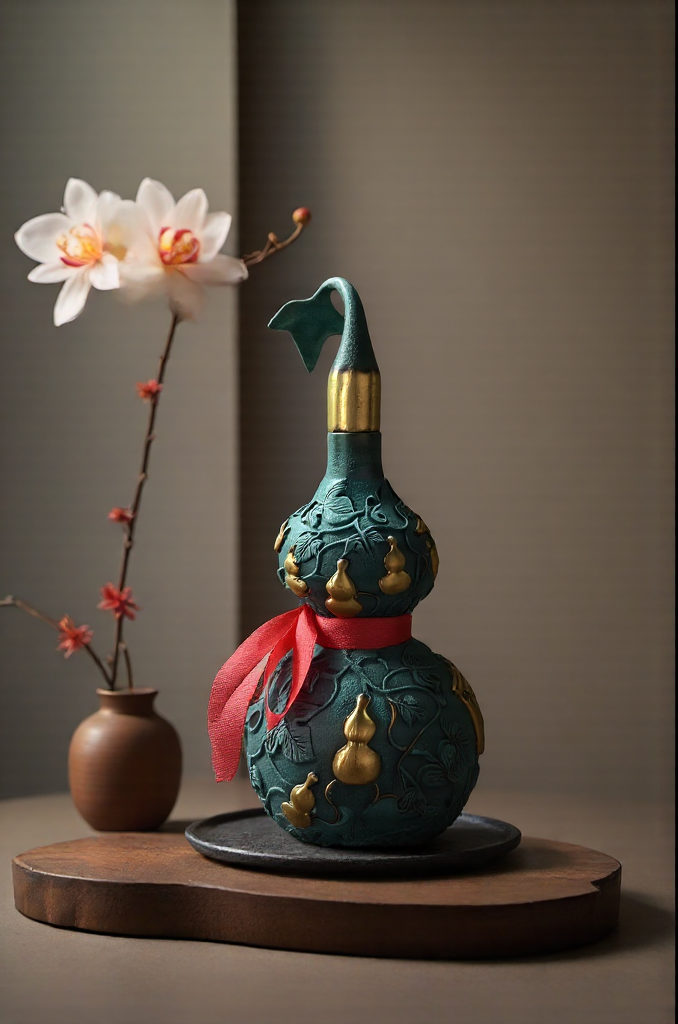 Hand-Painted Brass Feng Shui Hulu | Health, Longevity & Wealth Charm | Autumn & Holiday Decor