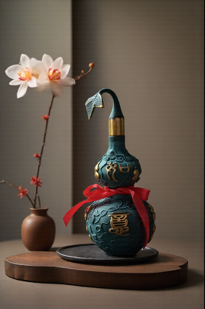 Hand-Painted Brass Feng Shui Hulu | Health, Longevity & Wealth Charm | Autumn & Holiday Decor