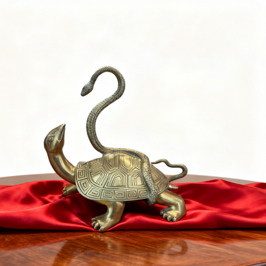 Brass Feng Shui Tortoise & Snake Statue | Wealth, Protection & Longevity | Autumn Decor & Holiday Gift