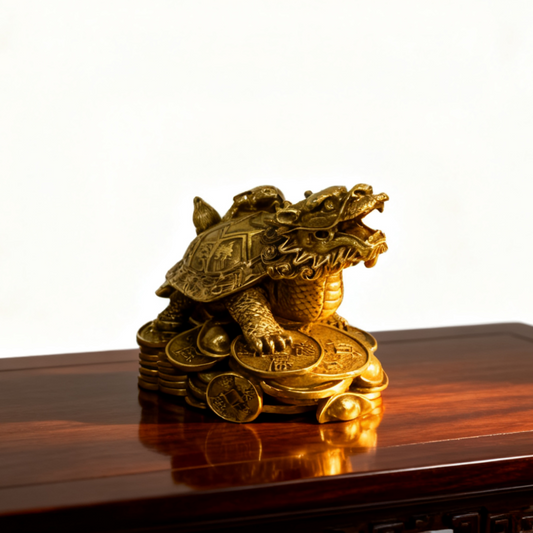 Brass Dragon Turtle Statue | Feng Shui Wealth & Protection Symbol | Solid Brass Figurine | Autumn & Holiday Gift