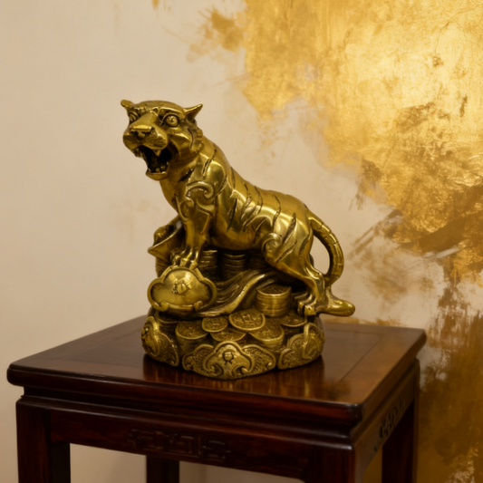 Brass Tiger Statue – Feng Shui Zodiac Symbol of Strength, Courage & Prosperity