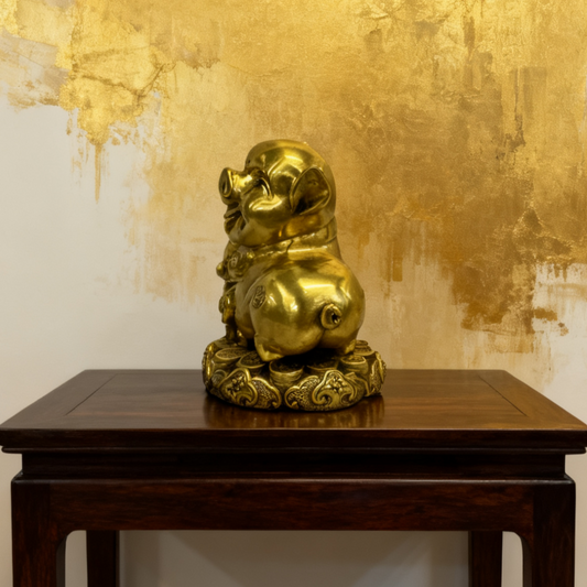 Brass Zodiac Pig Statue – Feng Shui Wealth & Harmony Decor