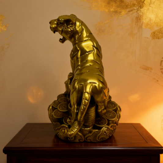 Brass Tiger Statue – Feng Shui Zodiac Symbol of Strength, Courage & Prosperity