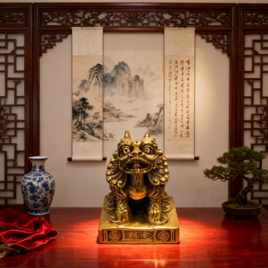 Solid Brass Pixiu Statue – Feng Shui Wealth Guardian & Protector