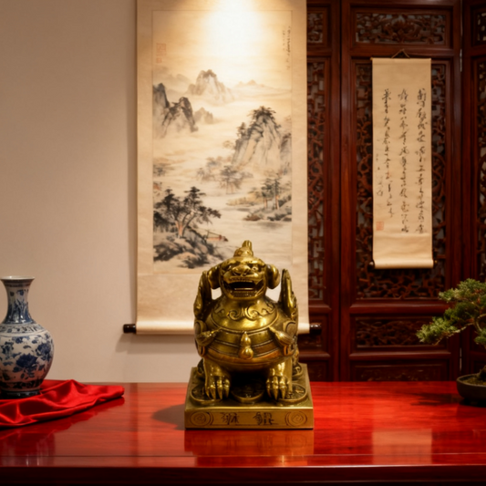 Large Brass Pixiu Statue – Feng Shui Wealth Guardian, Prosperity & Protection Decor
