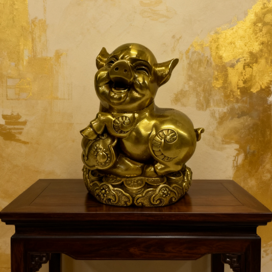 Brass Zodiac Pig Statue – Feng Shui Wealth & Harmony Decor