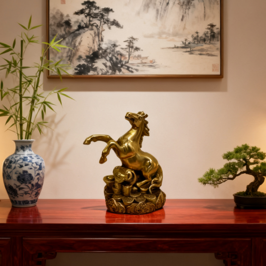 Brass Zodiac Horse Statue – Feng Shui Power Symbol of Success, Drive & Vitality