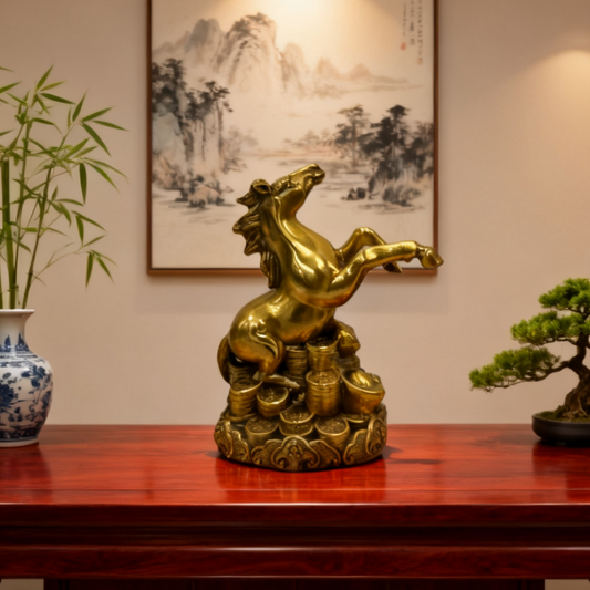 Brass Zodiac Horse Statue – Feng Shui Power Symbol of Success, Drive & Vitality