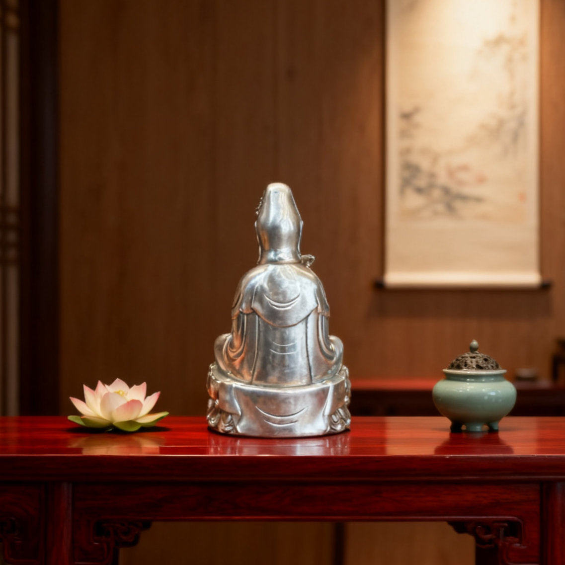 Solid Brass Kuan Yin Statue | Feng Shui Goddess of Mercy | Healing & Protection Decor