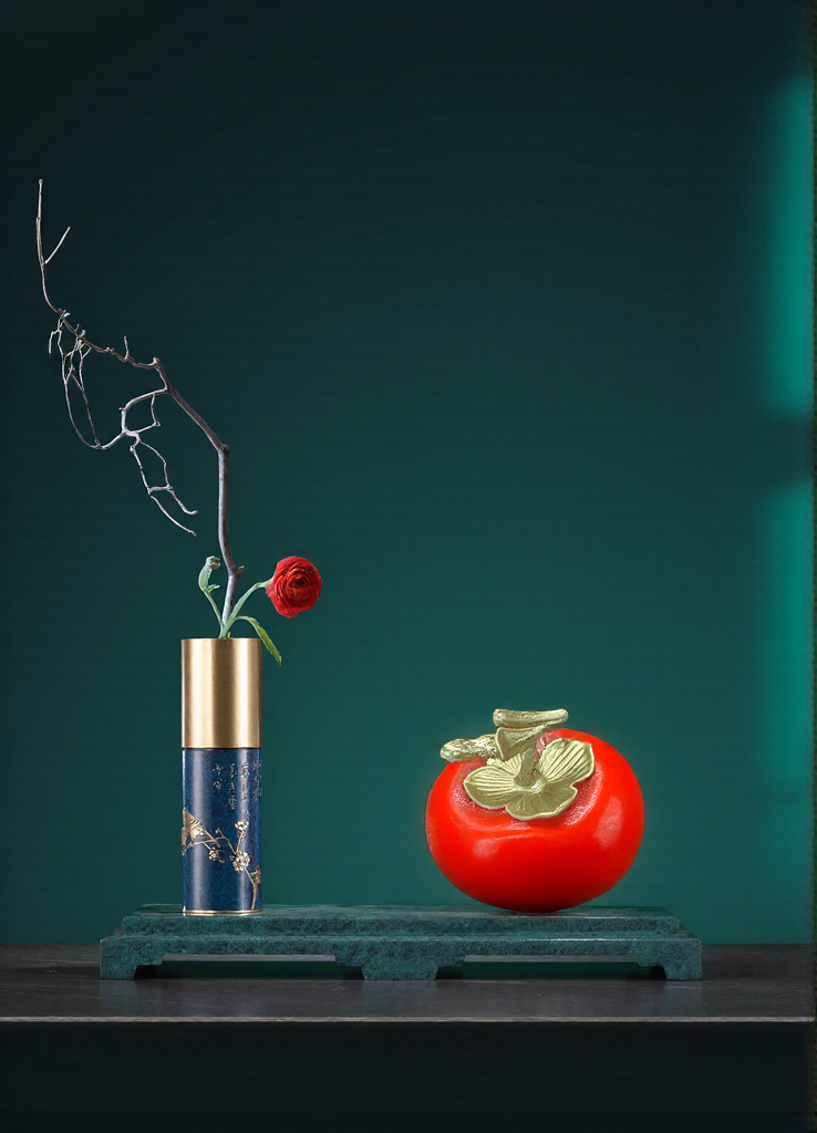 Handmade Brass Persimmon Sculpture – Feng Shui Wealth Charm