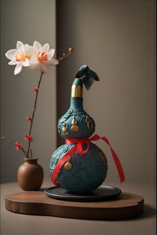 Hand-Painted Brass Feng Shui Hulu | Health, Longevity & Wealth Charm | Autumn & Holiday Decor