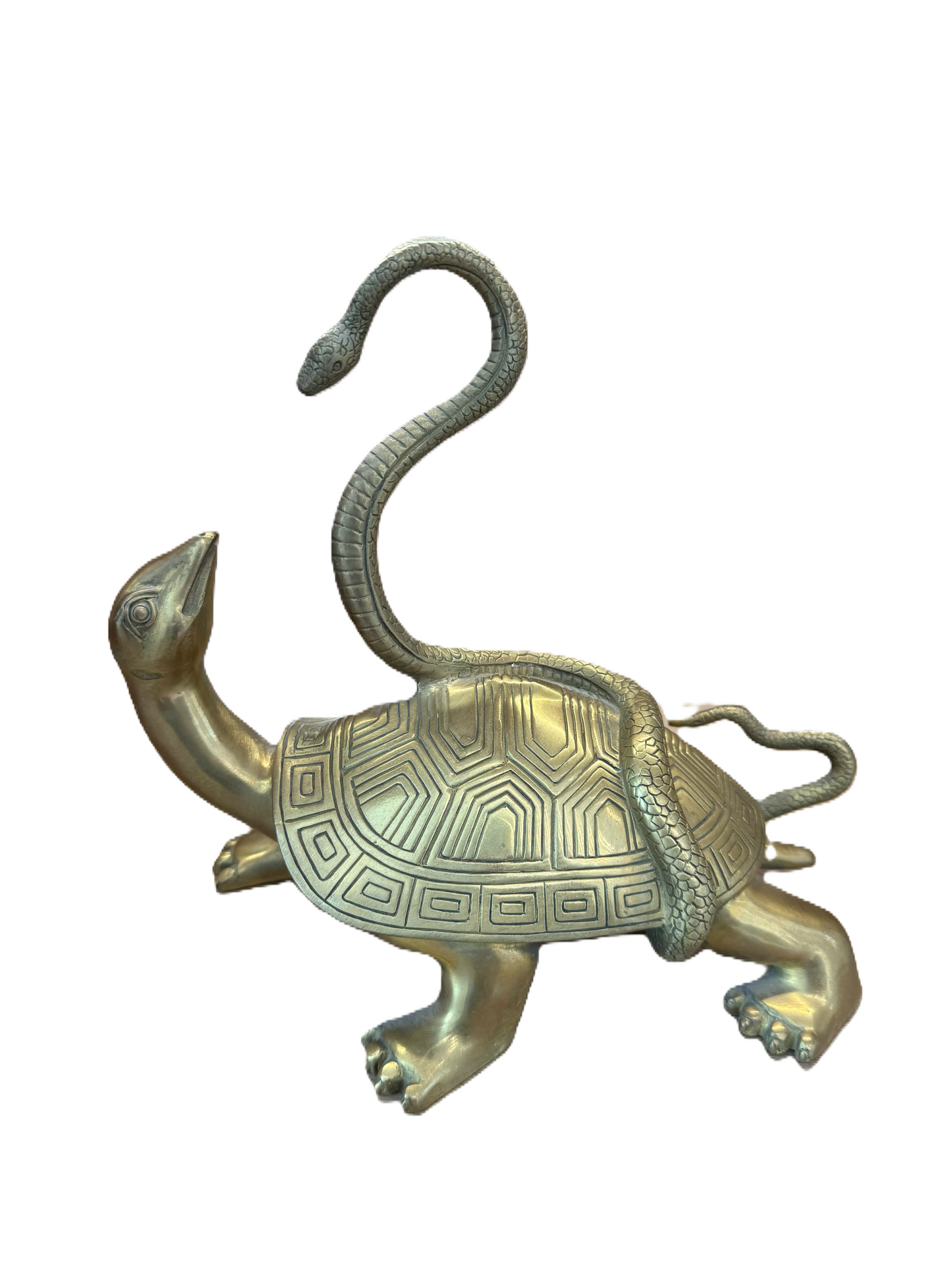 Brass Feng Shui Tortoise & Snake Statue | Wealth, Protection & Longevity | Autumn Decor & Holiday Gift