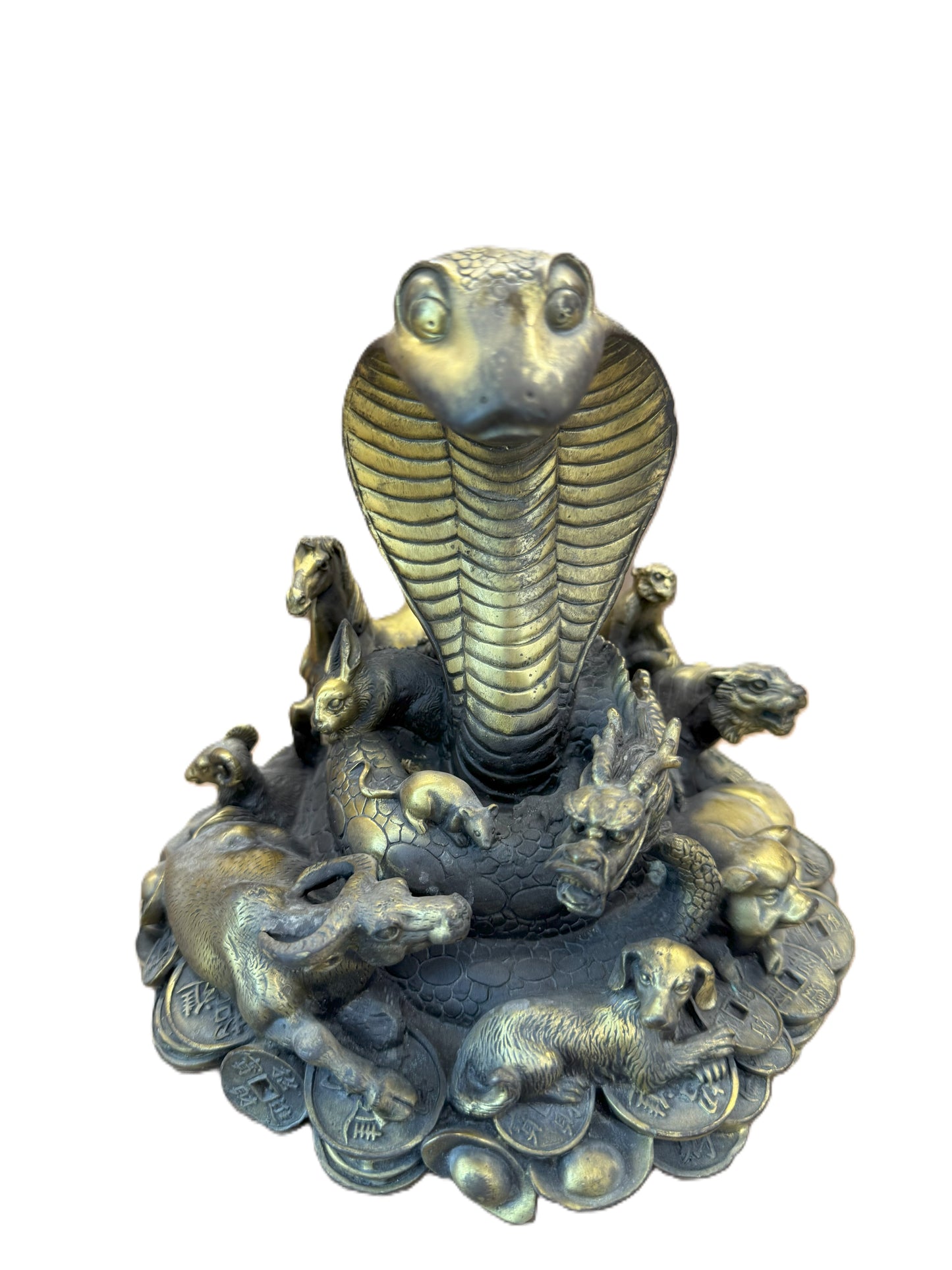 Brass Snake Statue | Feng Shui Wisdom & Intuition Symbol | Good Luck Desk Decor & Prosperity Gift