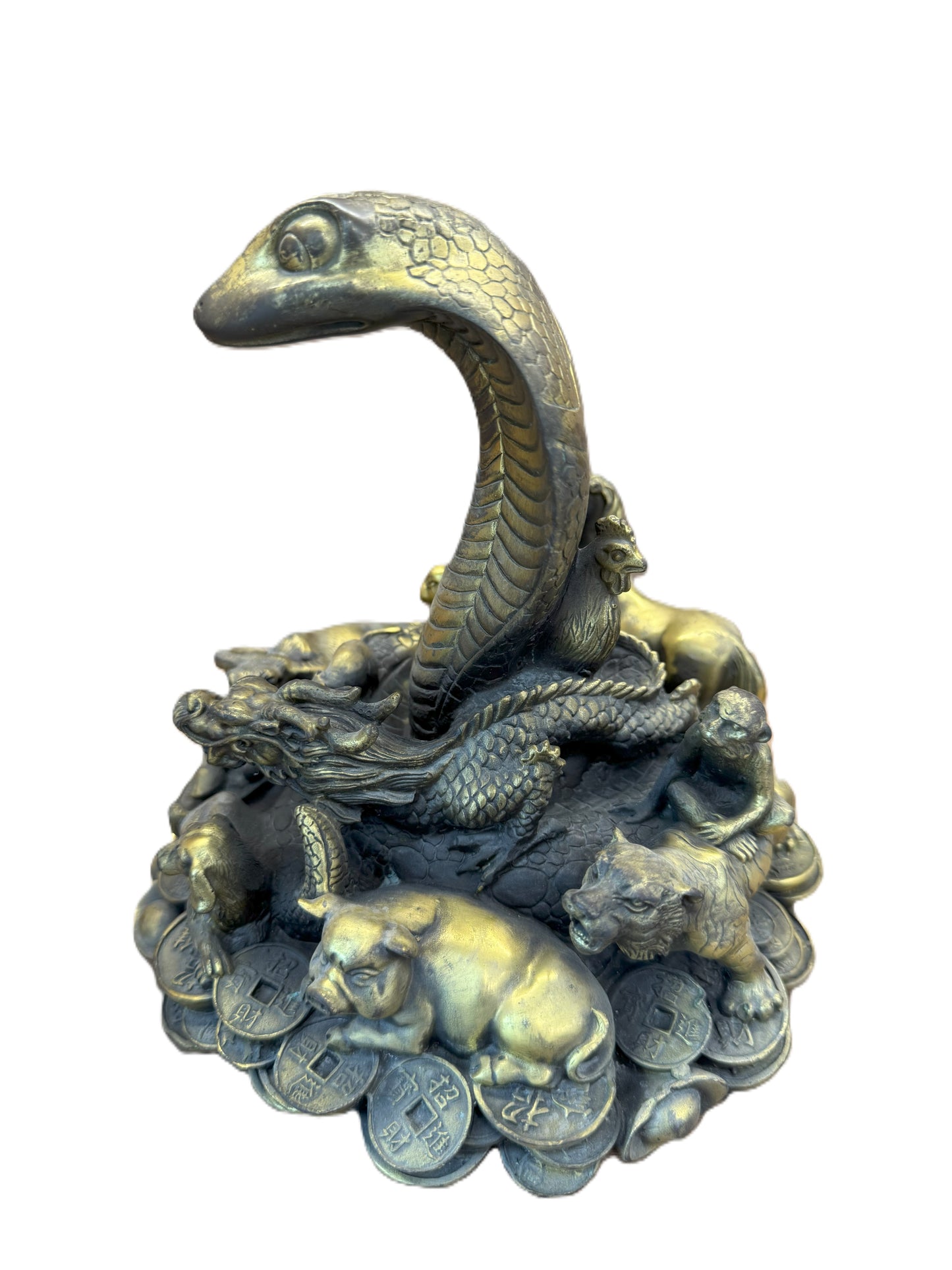 Brass Snake Statue | Feng Shui Wisdom & Intuition Symbol | Good Luck Desk Decor & Prosperity Gift