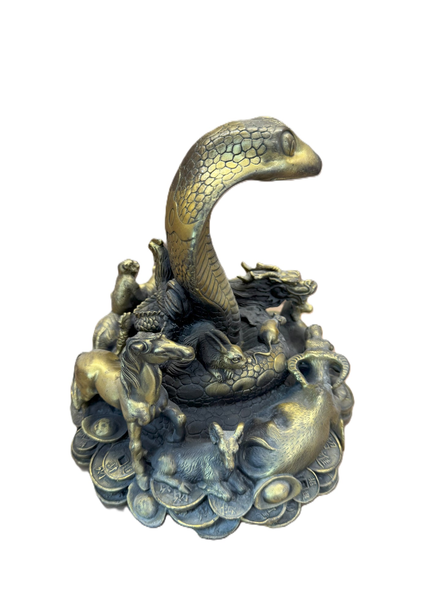 Brass Snake Statue | Feng Shui Wisdom & Intuition Symbol | Good Luck Desk Decor & Prosperity Gift