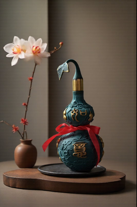 Hand-Painted Brass Feng Shui Hulu | Health, Longevity & Wealth Charm | Autumn & Holiday Decor