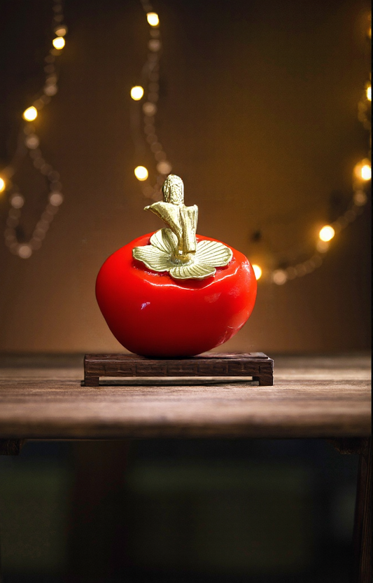 Handmade Brass Persimmon Sculpture – Feng Shui Wealth Charm