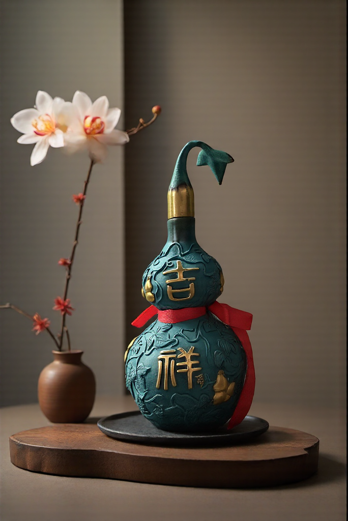 Hand-Painted Brass Feng Shui Hulu | Health, Longevity & Wealth Charm | Autumn & Holiday Decor