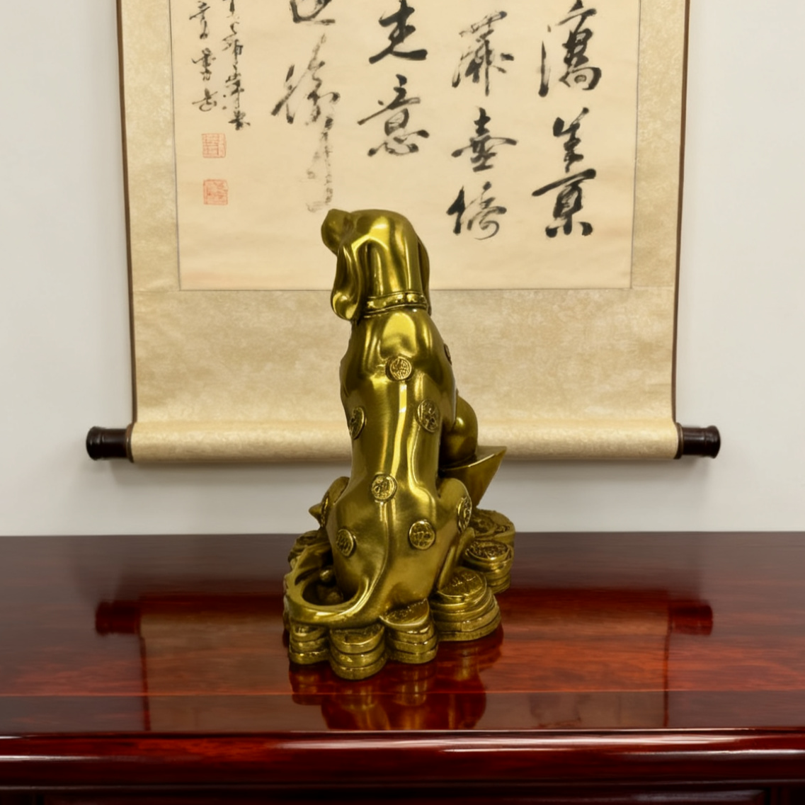 Brass Feng Shui Dog Statue – Chinese Zodiac Symbol of Loyalty, Protection & Abundance