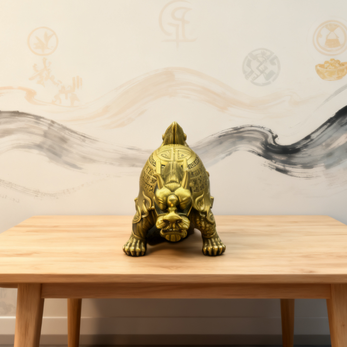 Brass Dragon Turtle Statue – Feng Shui Protection, Longevity & Prosperity Symbol | Spiritual Home Decor Gift