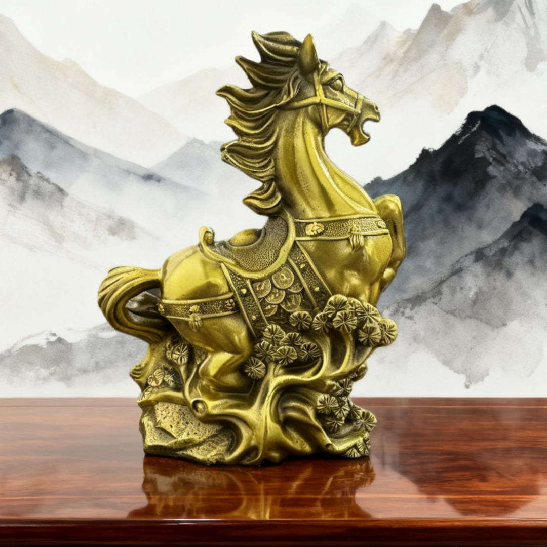 Solid Brass Horse Statue – Feng Shui Symbol of Strength, Ambition & Prosperity