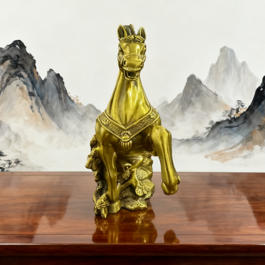Solid Brass Horse Statue – Feng Shui Symbol of Strength, Ambition & Prosperity