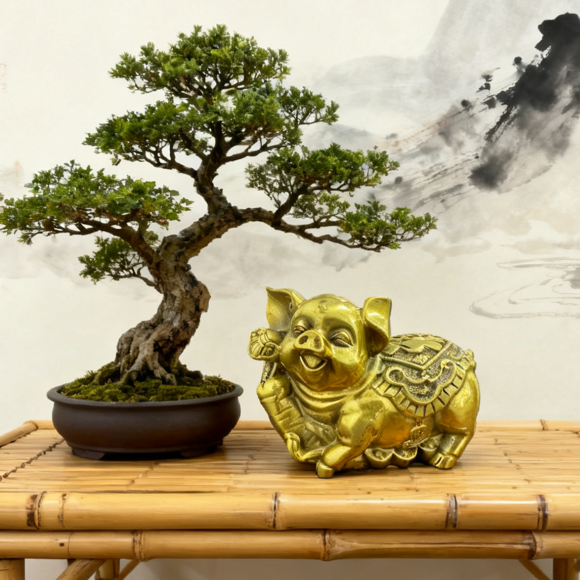 Brass Feng Shui Pig Statue | Lucky Wealth & Prosperity Symbol | Solid Brass Zodiac Figurine