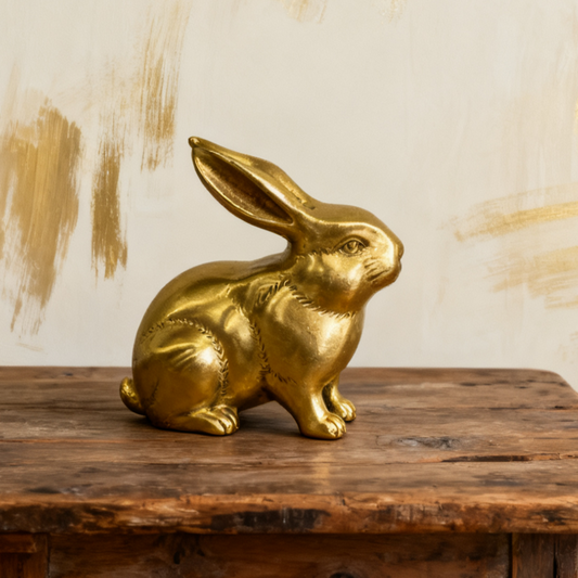 Brass Fortune Rabbit Statue – Feng Shui Wealth & Luck Symbol for Prosperity & Harmony
