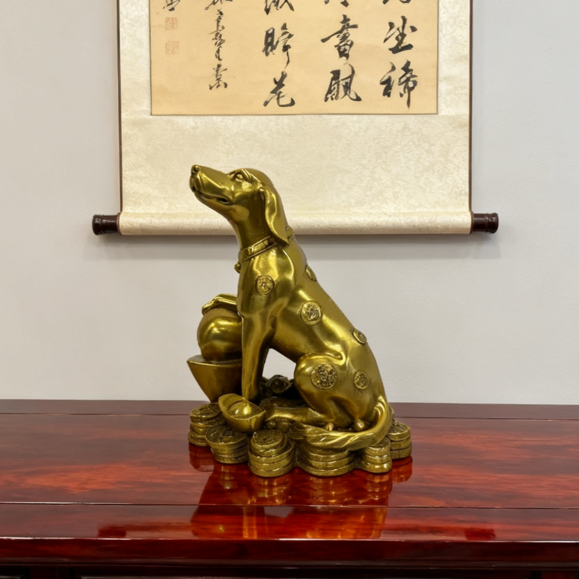 Brass Feng Shui Dog Statue – Chinese Zodiac Symbol of Loyalty, Protection & Abundance