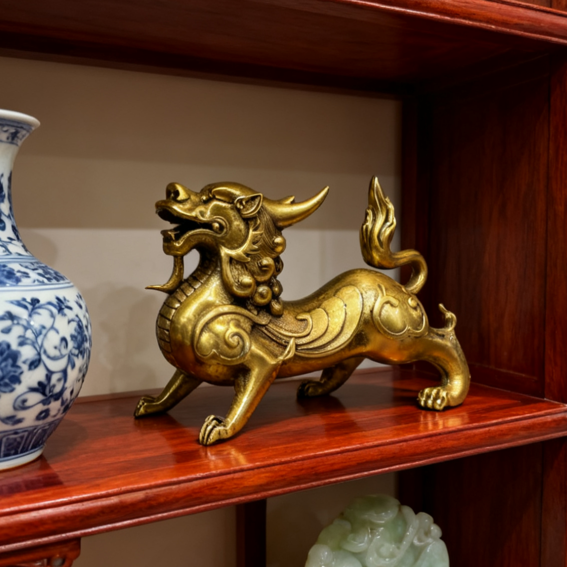 Brass Pixiu Statue | Feng Shui Wealth & Protection Symbol | Autumn Dorm Decor, Halloween Display and Holiday Prosperity Gift