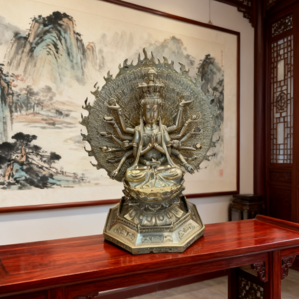 Solid Brass Kuan Yin Statue | Goddess of Mercy & Compassion | Feng Shui Decor & Meditation Gift