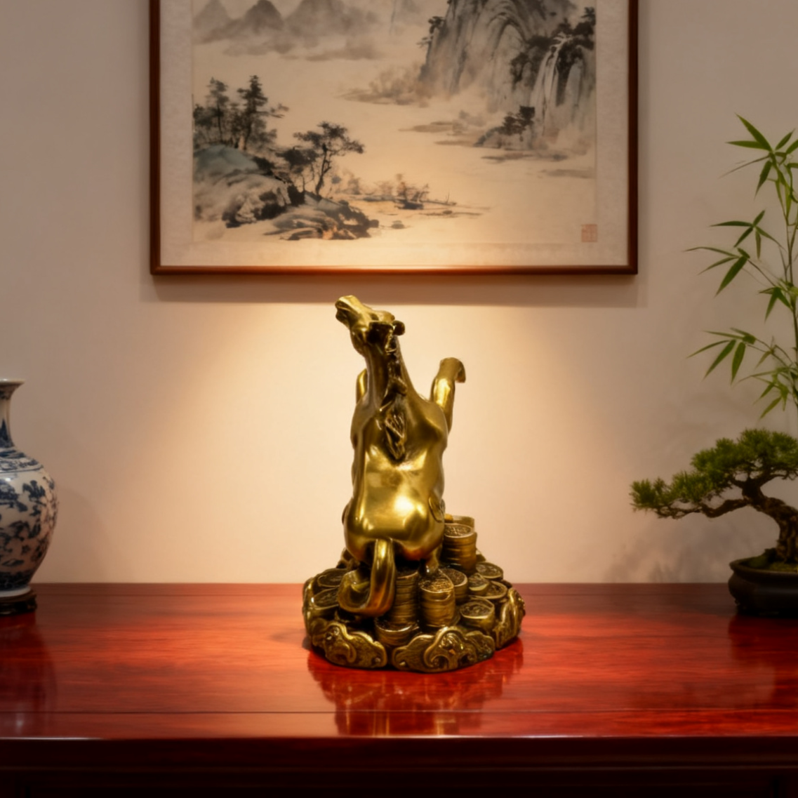 Brass Zodiac Horse Statue – Feng Shui Power Symbol of Success, Drive & Vitality