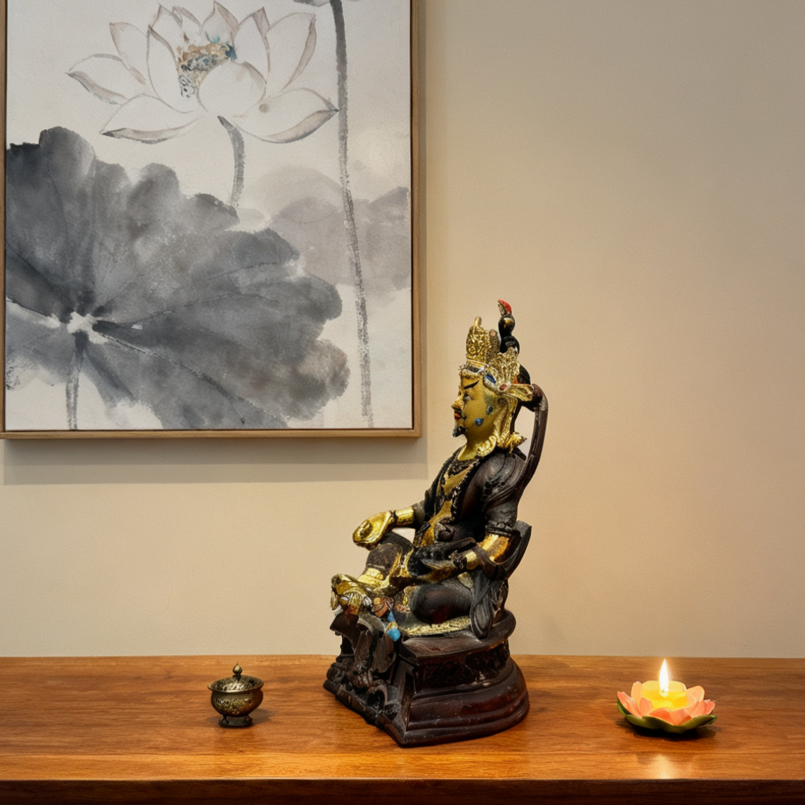 Solid Brass Wealth God Statue | Feng Shui Prosperity & Abundance Decor | Gift for Home & Office