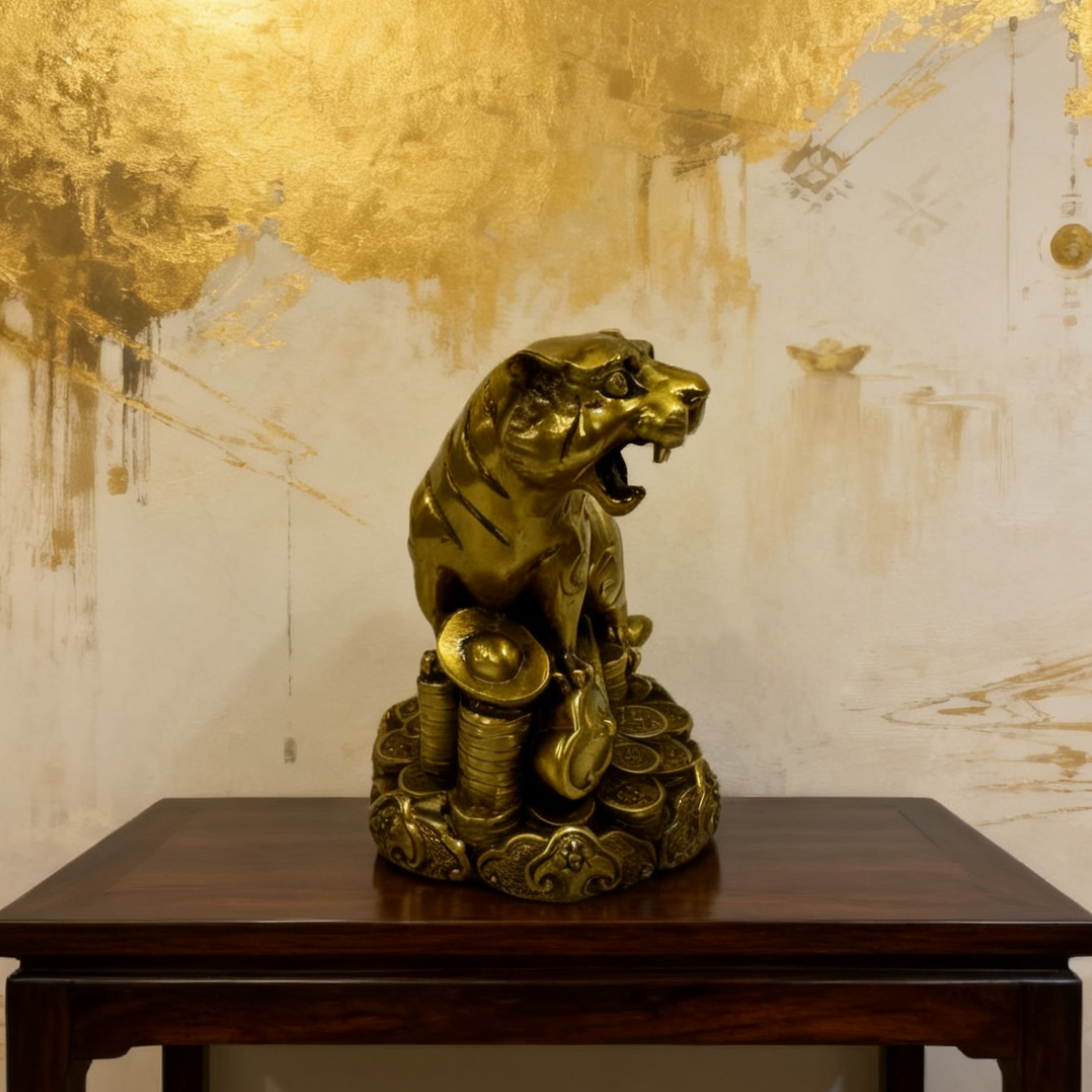 Brass Tiger Statue – Feng Shui Zodiac Symbol of Strength, Courage & Prosperity