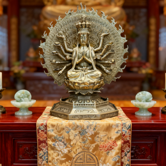 Solid Brass Kuan Yin Statue | Goddess of Mercy & Compassion | Feng Shui Decor & Meditation Gift