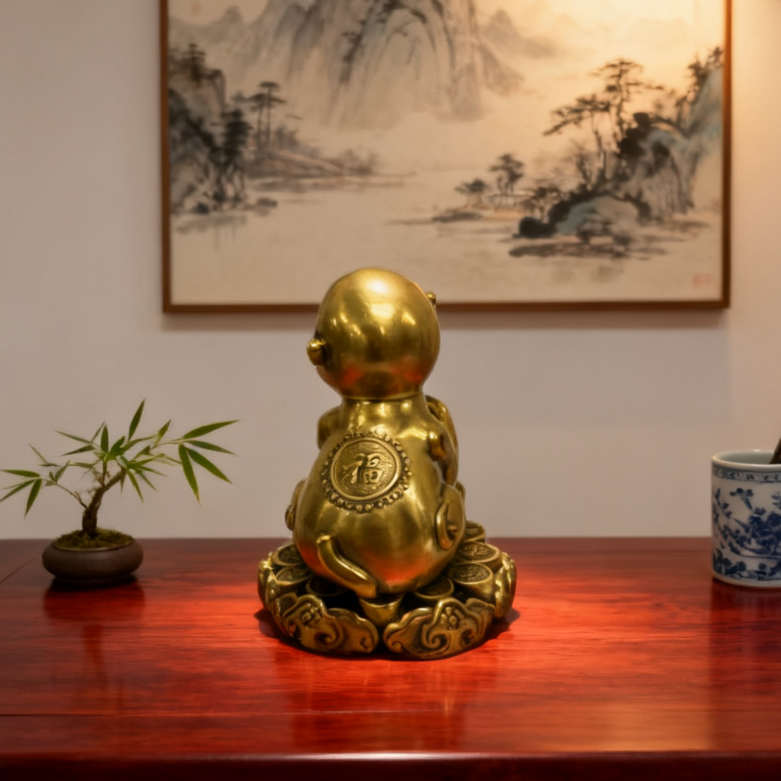 Brass Zodiac Monkey Statue – Feng Shui Cleverness & Prosperity Charm