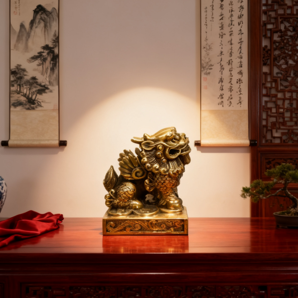 Solid Brass Pixiu Statue – Feng Shui Wealth Guardian & Protector