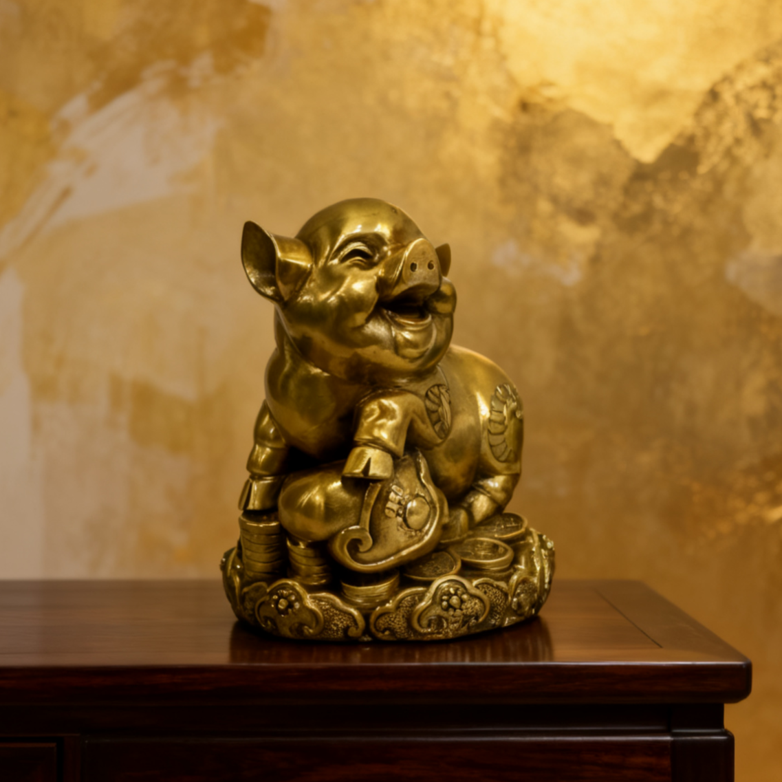 Brass Zodiac Pig Statue – Feng Shui Wealth & Harmony Decor