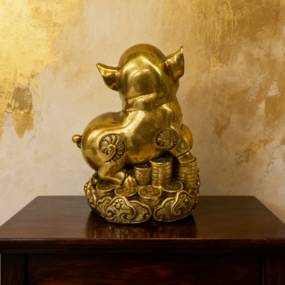 Brass Zodiac Pig Statue – Feng Shui Wealth & Harmony Decor