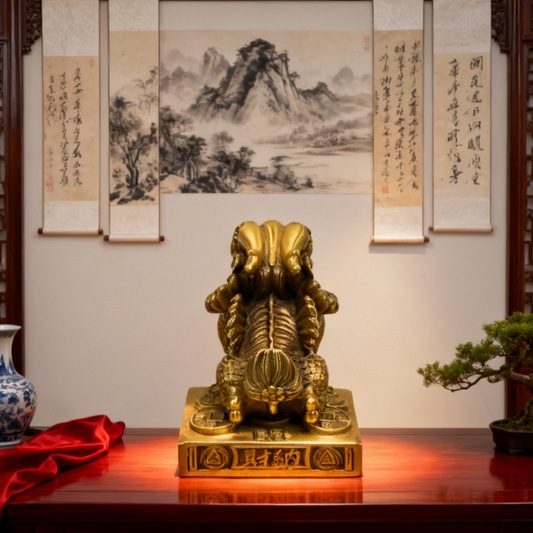 Solid Brass Pixiu Statue – Feng Shui Wealth Guardian & Protector