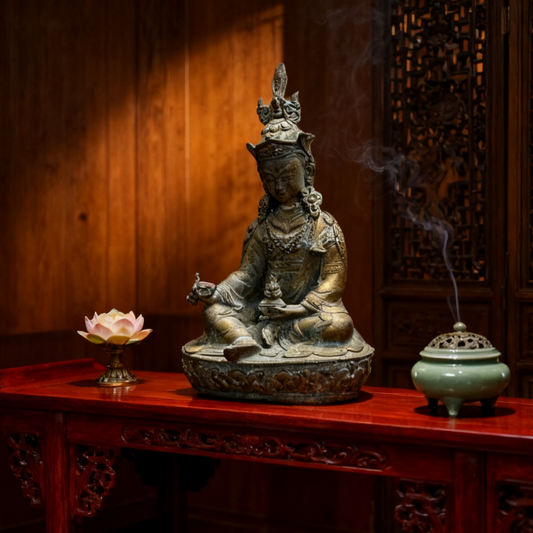 Antique Tibetan Buddha Statue | Meditation & Healing Decor | Solid Brass Spiritual Figurine