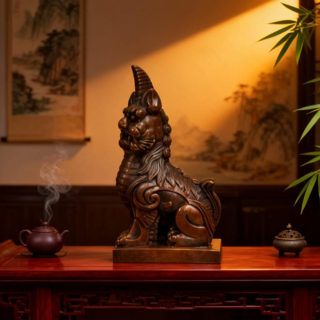 Solid Brass Unicorn Statue | Feng Shui Good Luck Decor & Fantasy Spirit Animal Figurine | Unique Gift for Home or Office