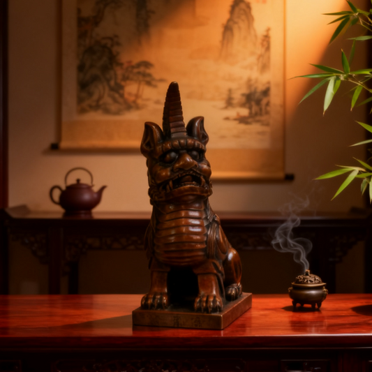 Solid Brass Unicorn Statue | Feng Shui Good Luck Decor & Fantasy Spirit Animal Figurine | Unique Gift for Home or Office