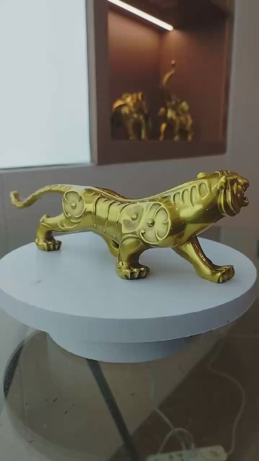 Solid Brass Tiger Statue – Feng Shui Guardian of Strength & Protection | Leadership & Success Gift for Home, Dorm, or Office