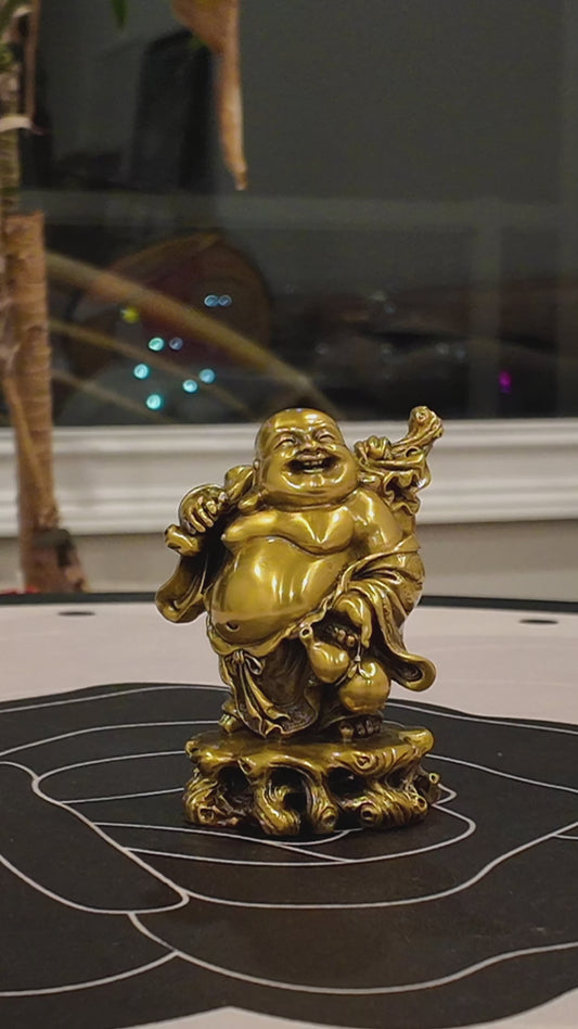 Handmade Brass Laughing Buddha Statue | Feng Shui Wealth & Prosperity Charm | Solid Brass Home Decor & Gift