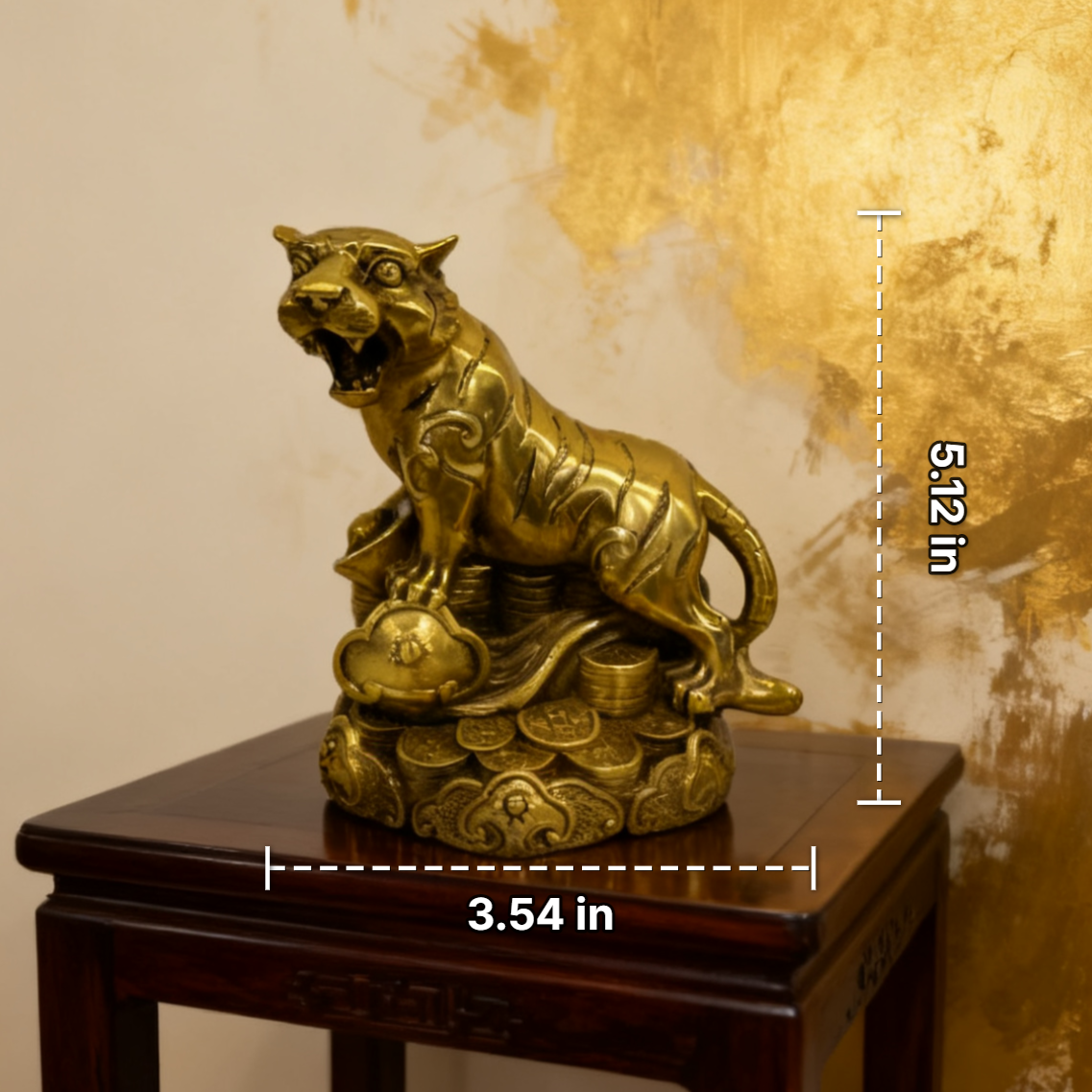 Brass Tiger Statue – Feng Shui Zodiac Symbol of Strength, Courage & Prosperity