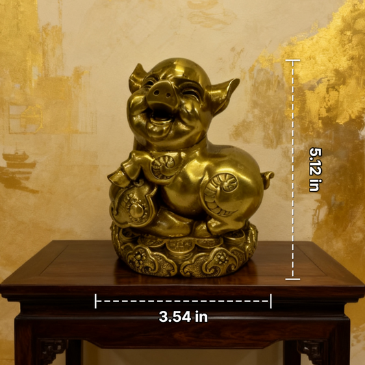 Brass Zodiac Pig Statue – Feng Shui Wealth & Harmony Decor