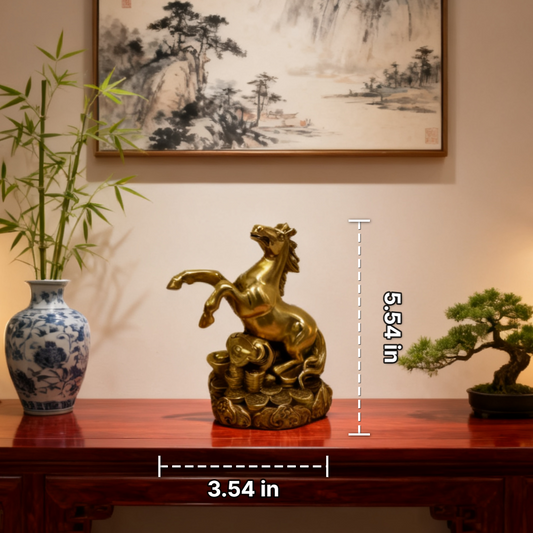 Brass Zodiac Horse Statue – Feng Shui Power Symbol of Success, Drive & Vitality