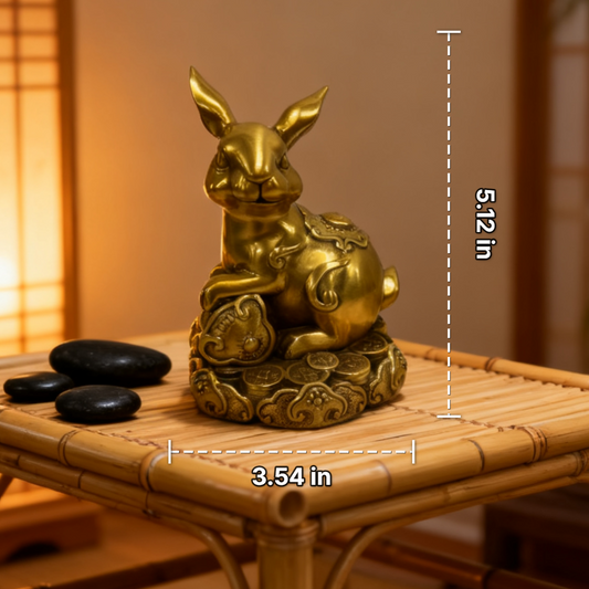 Brass Rabbit Statue – Feng Shui Zodiac Symbol of Luck & Prosperity