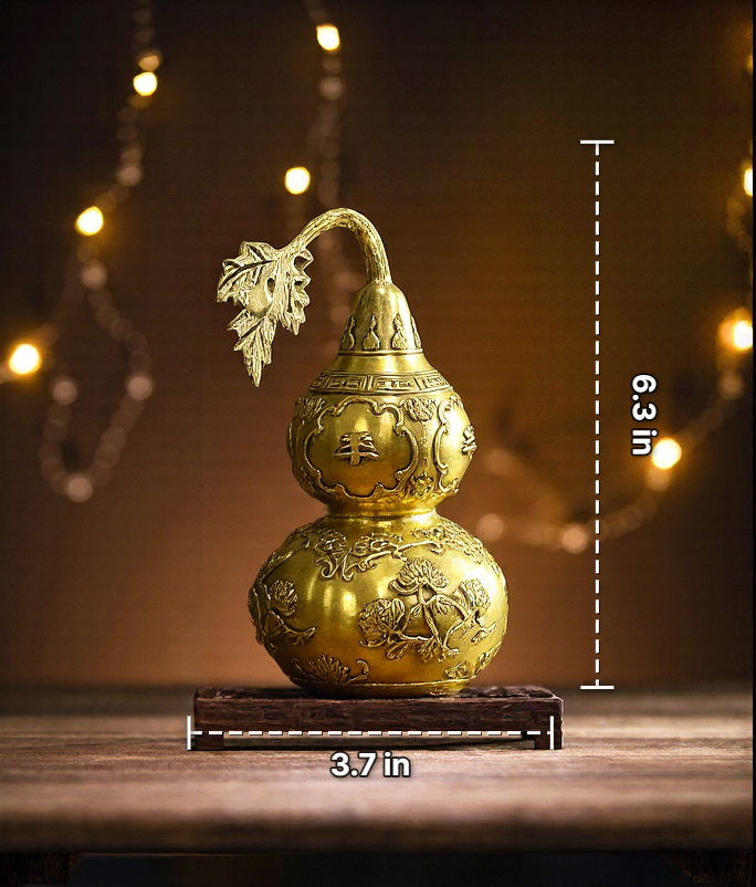 Brass Wu Lou Gourd | Feng Shui Longevity & Wellness Decor | Solid Brass Seasonal Gift
